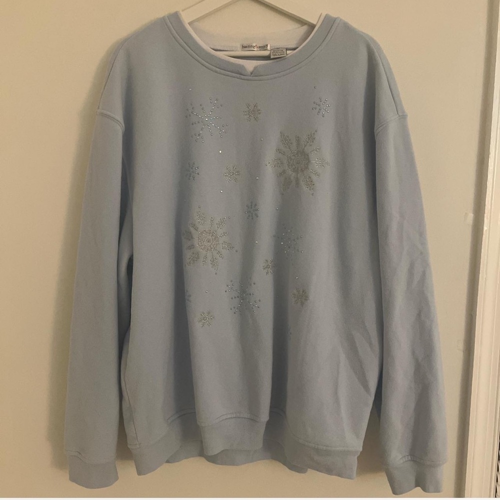 Sky Blue Snowflake Crewneck Top